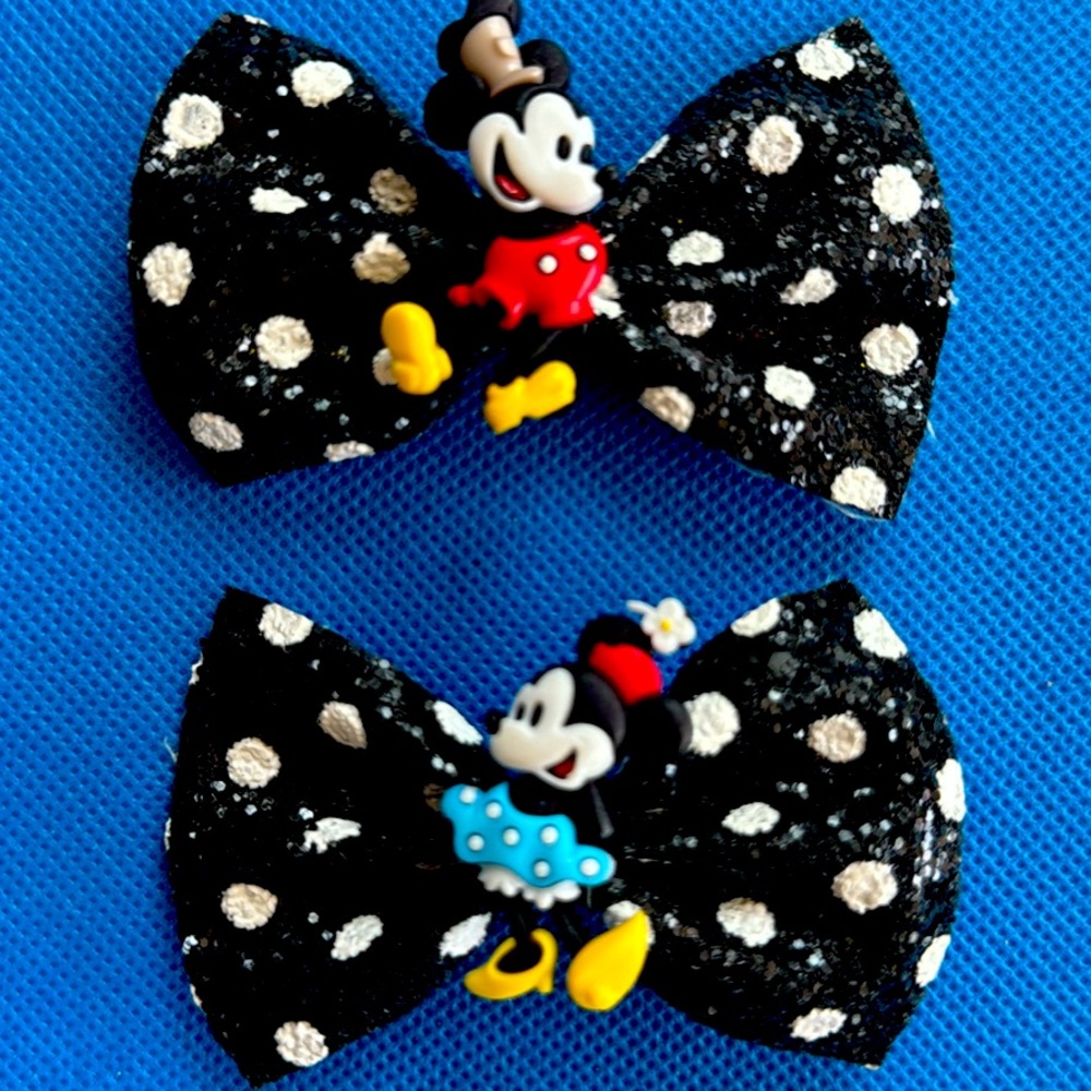 Disney Mickey and Minnie Mouse Black Hair Bows